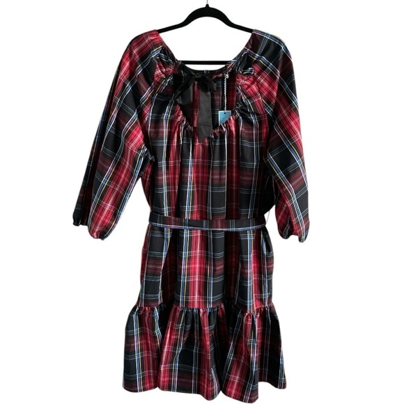 NWT Draper James RSVP Plaid Tiered Bow Back Dress XXL - Picture 4 of 10